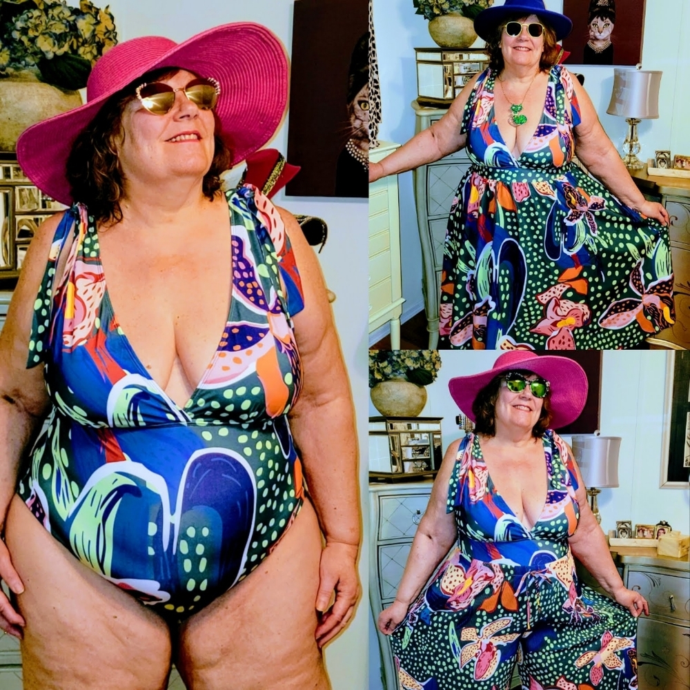 NEW NWT Plus Size Womens Swimsuit, Long Skirt, Pallazo Pants Sz 24